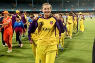 Sophie Ecclestone celebrating a win (Image Courtesy: X/Women's Premier League)